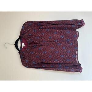 Allison New York Designer Contemporary Ikat Boho Peasant Blouse Size Medium